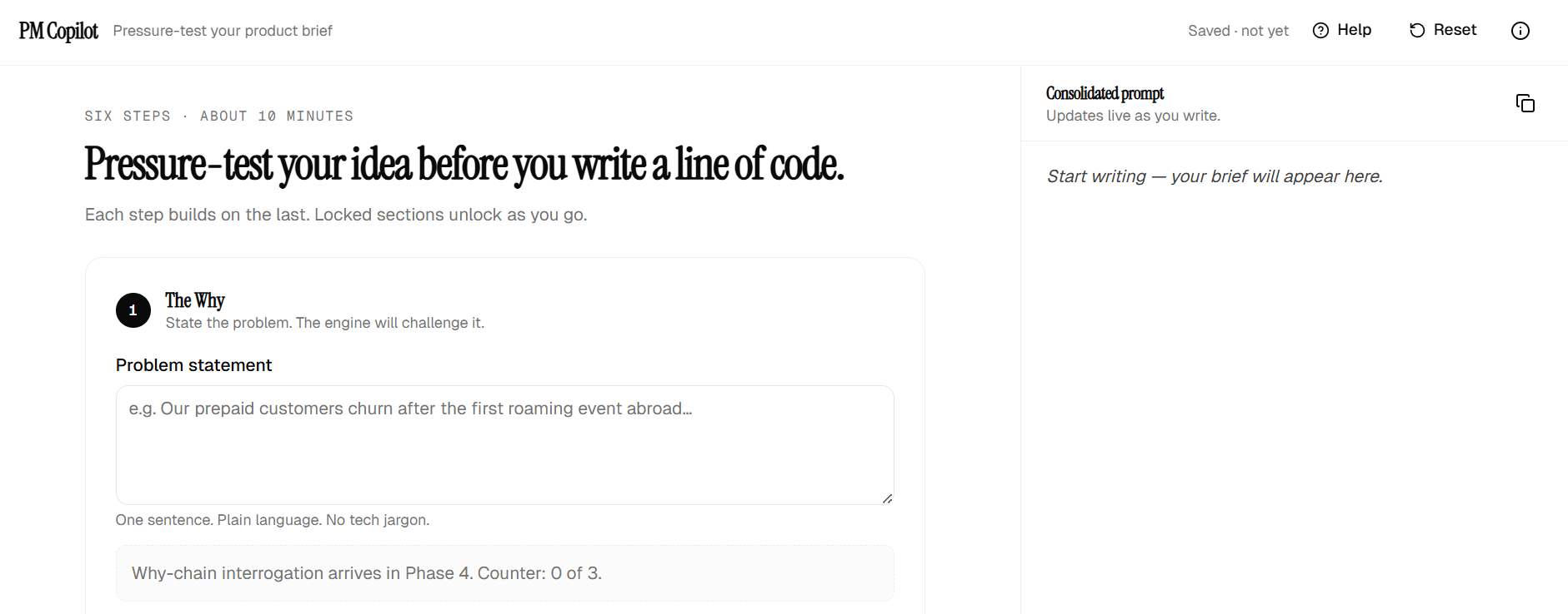 PM Copilot guided flow screenshot